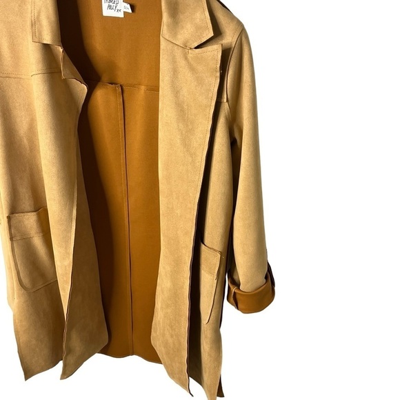 Princess Polly Faux Suede Open Front Jacket Tan Size S/M Shacket - Picture 3 of 8